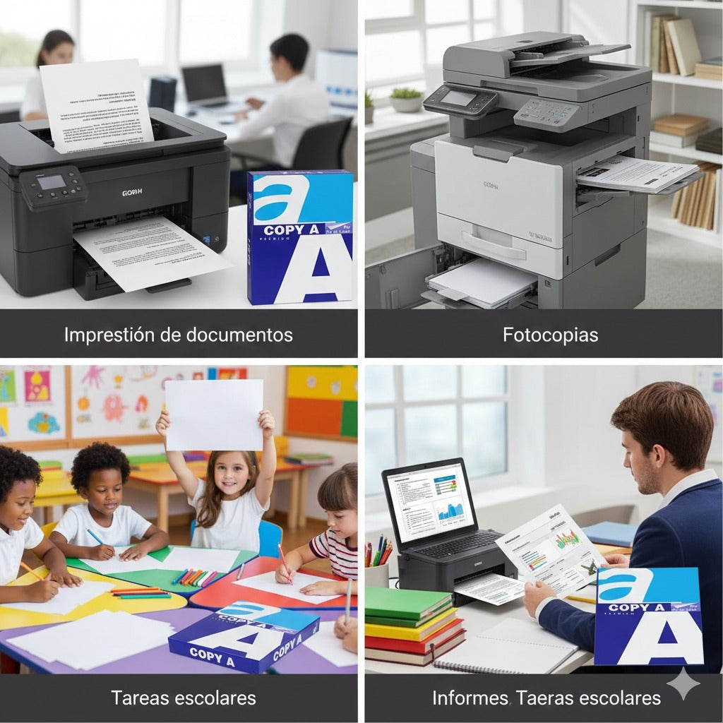 Pack 5 Resma Papel Fotocopia A4 Multipropósito 80g 500 Hojas Color Blanco