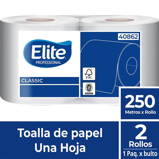 Toalla Elite Clásica en Rollo 250 Metros – Pack 2 Unidades