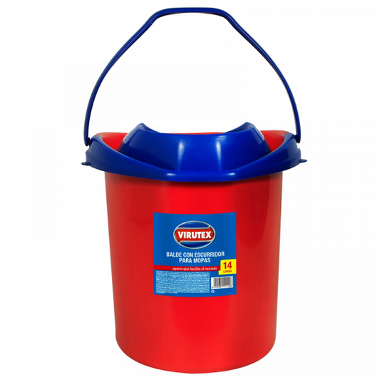 Balde escurridor Virutex 14 litros plástico resistente limpieza hogar oficina mopas sistema integrado escurridor