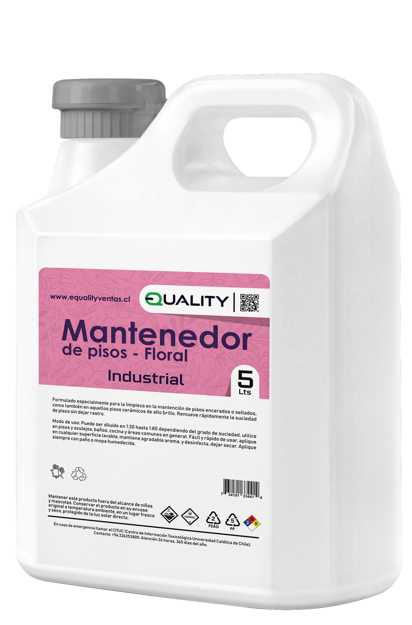 Mantenedor de Pisos Floral de 5 litros - Limpiador industrial multiuso con aroma natural