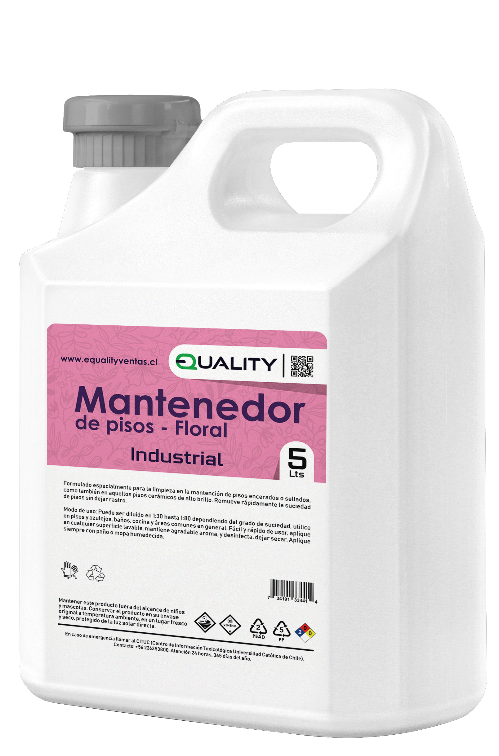 Mantenedor de Pisos Floral de 5 litros - Limpiador industrial multiuso con aroma natural