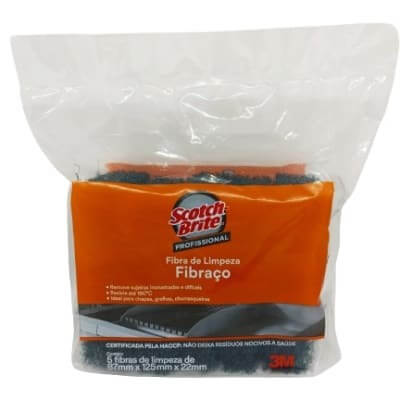 Fibra abrasiva limpieza parrilla pack 5 unidades scotch brite