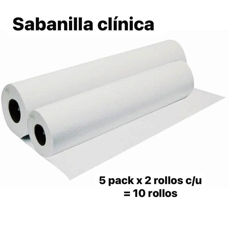 sabanilla clínica camilla prepicada pack 2 rollos desechable medico
