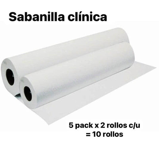 sabanilla clínica camilla prepicada pack 2 rollos desechable medico