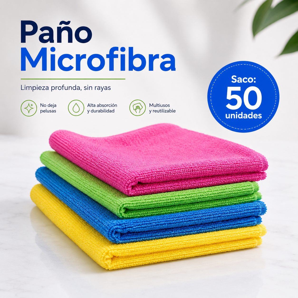 Paño Microfibra Colores Surtidos Pack Mayorista 50 Unidades