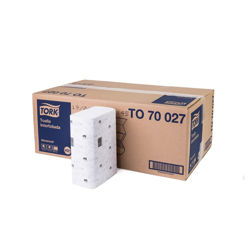 CAJA TOALLAS INTERFOLIADAS TORK DOBLE HOJA (16 X 200 UNIDADES) TO70027