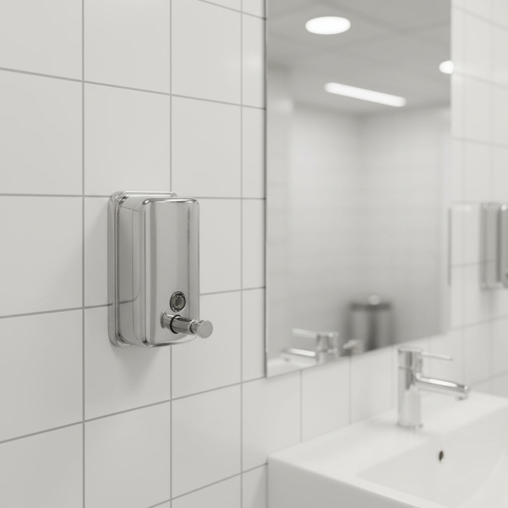 Dispensador de Jabón Metálico 1000 cc. Ideal para baños y cocinas.