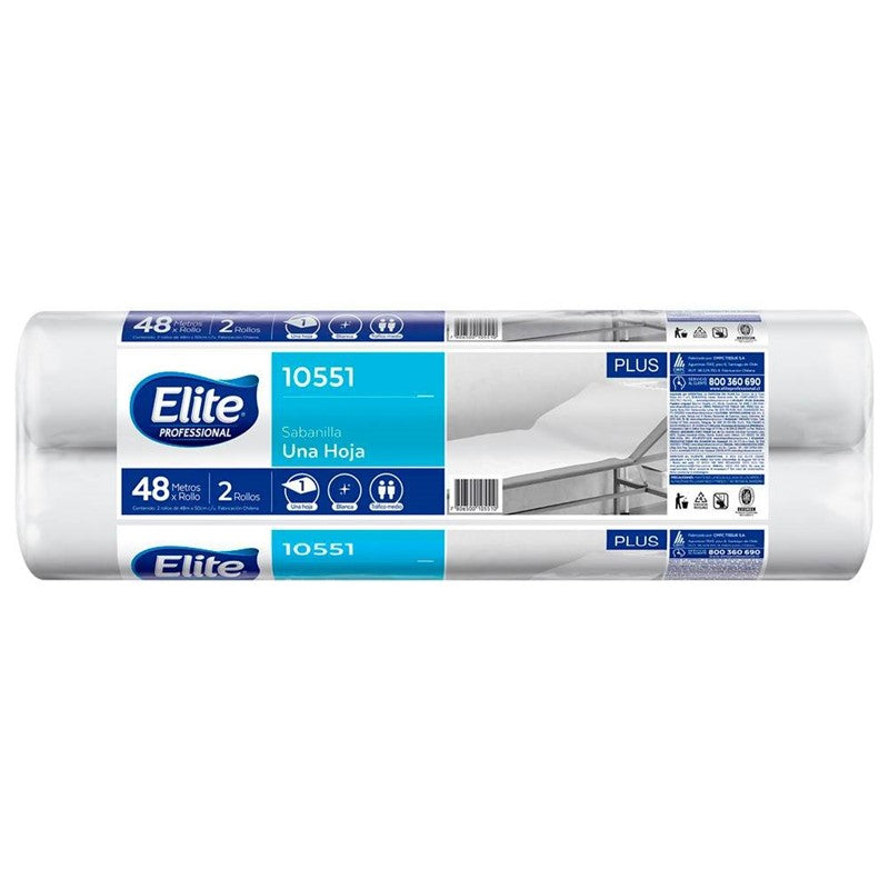 Sabanilla Elite Excellence Una Hoja 48 metros x2. Pensado en los centros de salud. Es por esto que te ofrece sus Sabanillas de 48 metros de largo que rinden mucho más, otorgándole la mejor calidad a a los pacientes mientras son examinados.