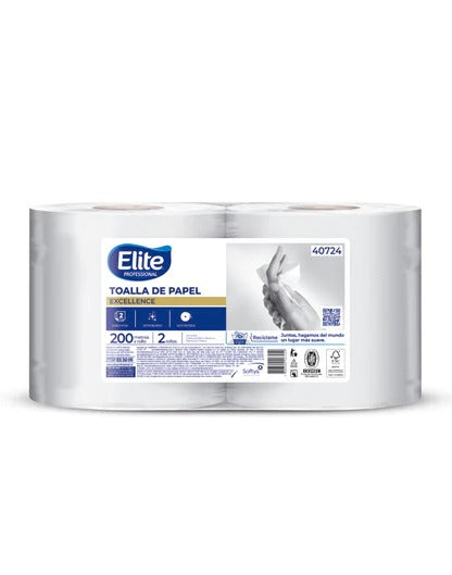 Toalla de Papel Elite 2 Rollos 200 m Doble Hoja 40724