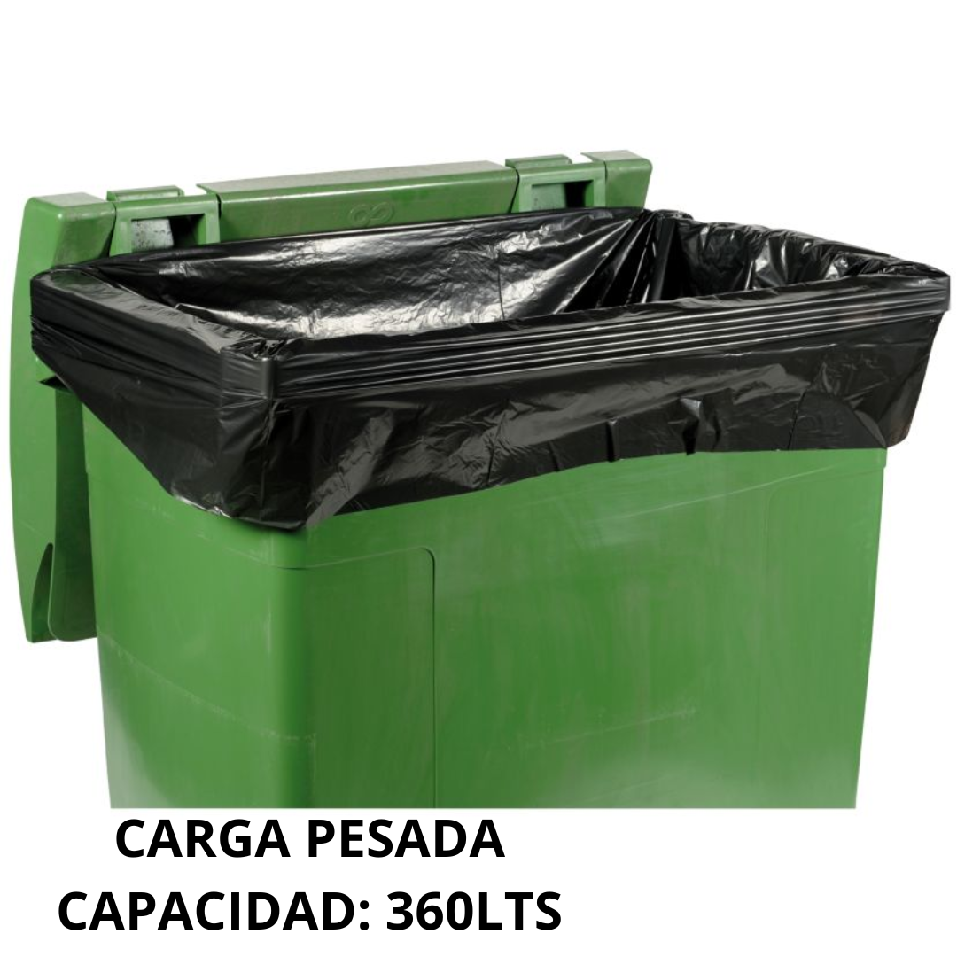 Bolsas de Basura Negras 140x160 cm - Carga Pesada 360 Litros 80 Micrones - Pack 50 Unidades