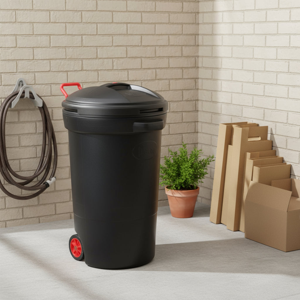 Basurero 125 Litros Negro Con Ruedas WENCO