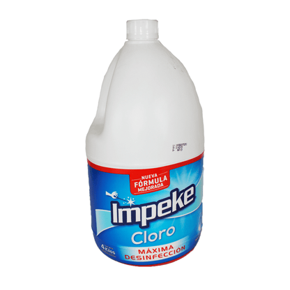 Botella de Cloro Impeke Concentrado 2.62% 4 L de Equalitychile, ideal para limpieza y desinfección del hogar.