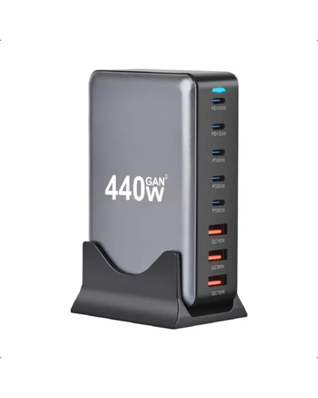 Estación Carga Multipuertos 440w 8 Puertos 3 Usb + 5 Usb C