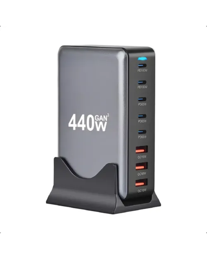 Estación Carga Multipuertos 440w 8 Puertos 3 Usb + 5 Usb C