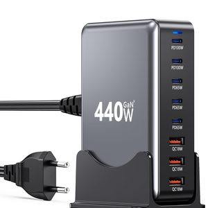 Cargador Multipuertos 440w Gan 8 Puertos 3 Usb + 5 Usb C
