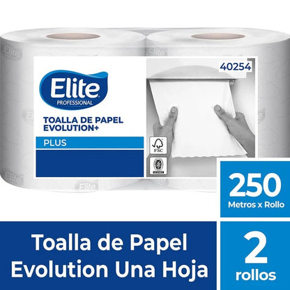 Toalla Evolution Elite 2x250 metros - Rollo de toalla de papel industrial autocorte doble hoja