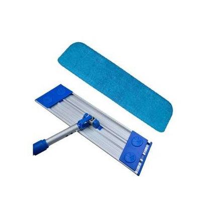 Mopa Microfibra Velcro 40cm Completa, vista frontal con mango extendido, lista para limpieza profesional de pisos.