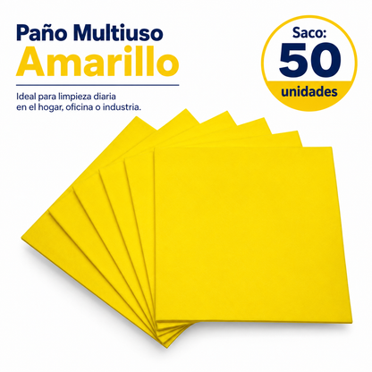 Paño Multiuso Amarillo Pack Mayorista 50 Unidades 40X40CM