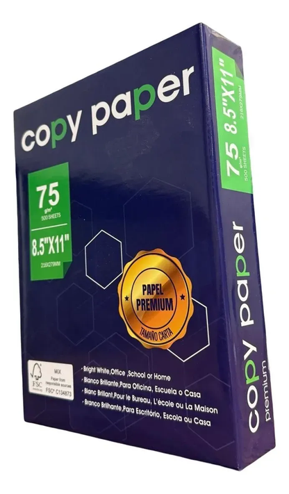 Papel Carta Resma Copy Paper 75g 500 Hojas Blanco Blanco