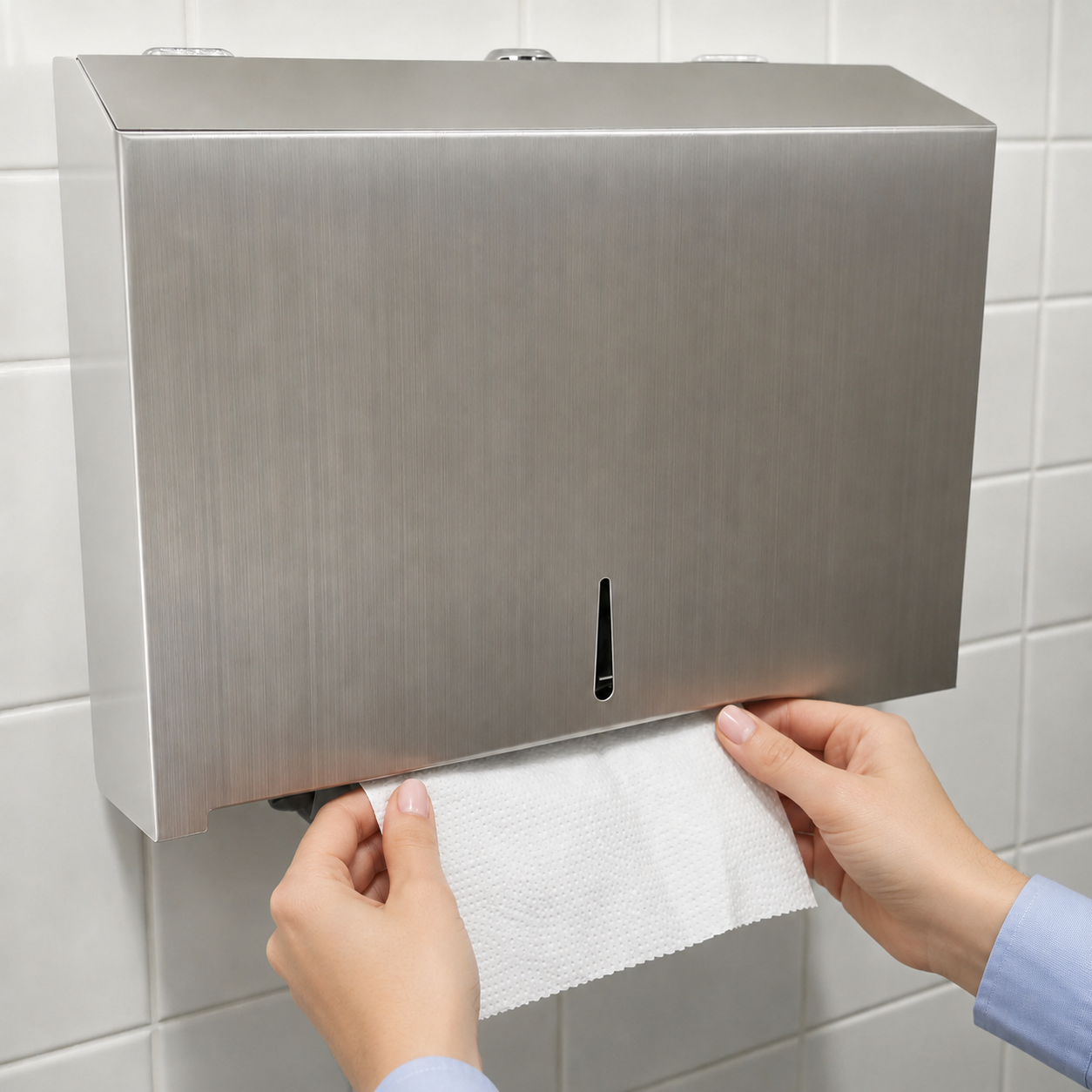 Dispensador Toalla Interfoliada Acero Inoxidable Con Llave de Seguridad