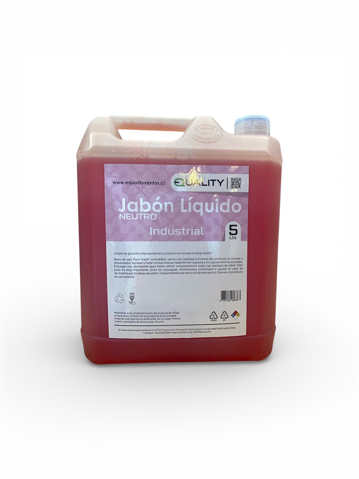 Jabon Liquido Neutro 5lts Hipoalergénico con Glicerina para Piel Sensible