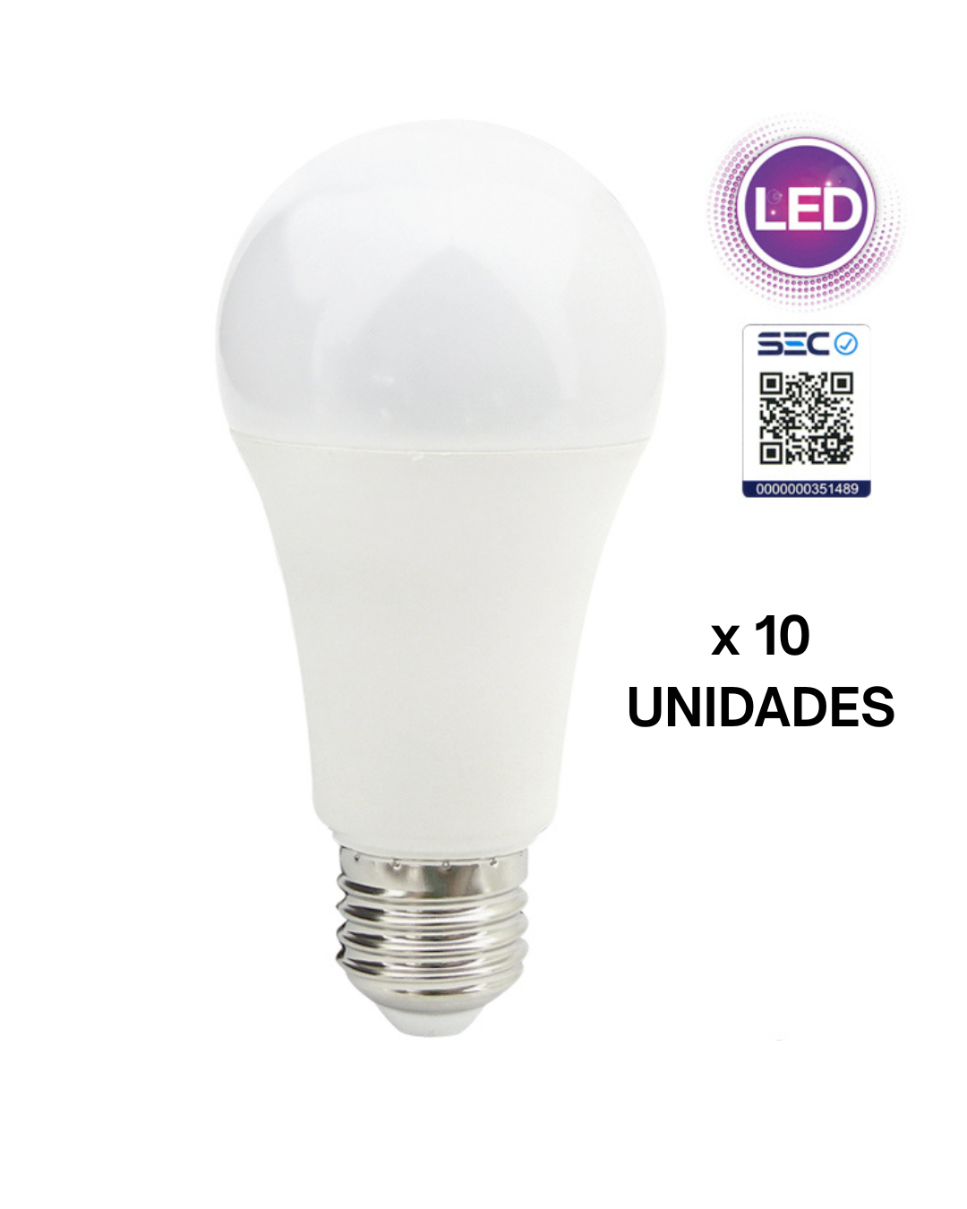 Pack 10 Ampolleta LED 15 W Luz Fria Megabright Base E-27