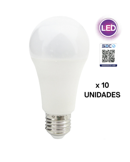 Pack 10 Ampolleta LED 15 W Luz Fria Megabright Base E-27