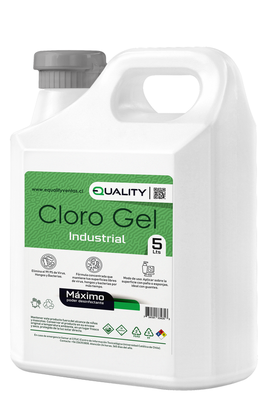 Pack de cloro gel industrial, 6 bidones de 5 litros, ideal para limpieza y desinfección