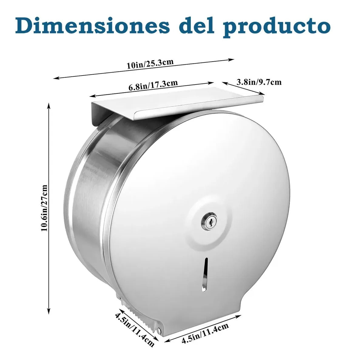 Dispensador De Papel Higienico Acero Inoxible Con Soporte Multiusos