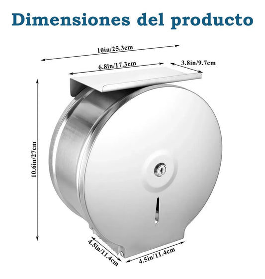 Dispensador De Papel Higienico Acero Inoxible Con Soporte Multiusos