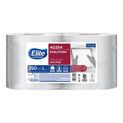 Pack Toalla Evolution Elite 2x250 mts - Toalla de papel industrial de alta absorción