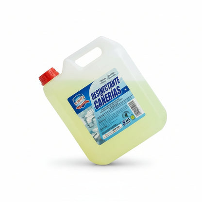 Envase de Destapa Cañerías 5 lts, producto de limpieza industrial potente para desagües.