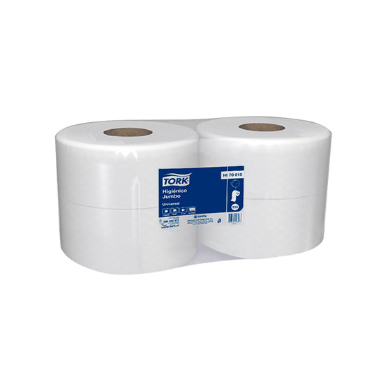 TORK Higiénico Jumbo 4x500mts
\n
\nCompatible con dispensadores genéricos de papel higiénico Jumbo.
\n
\n• Metraje por unidad: 500 metros
\n• Unidades por empaque: 4 rollos
\n• Hoja: Hoja Simple
\n• Material del empaque: Plástico
\n
\n 
\n
\nSOLICITA AQUÍ LA FICHA TÉCNICA:
\n
\n<a href="https://wa.me/56964076570">https://wa.me/56964076570</a>