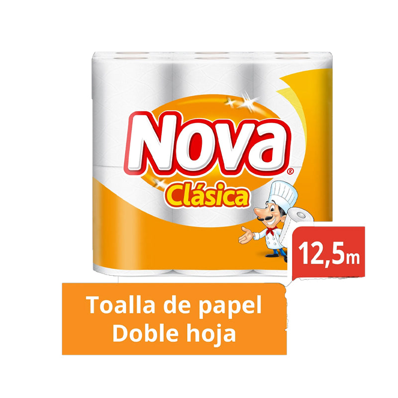 Manga de Toalla papel NOVA Clasica 12,5 mts (x 24 Rollos) = 1 Manga = 8 paquetes
