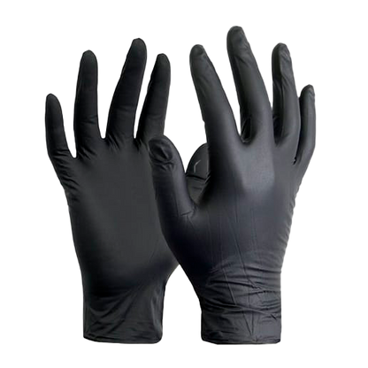 Caja de Guantes de Nitrilo Negro Desechables 100 unid de Equality Chile, apiladas para venta por mayor en Chile.